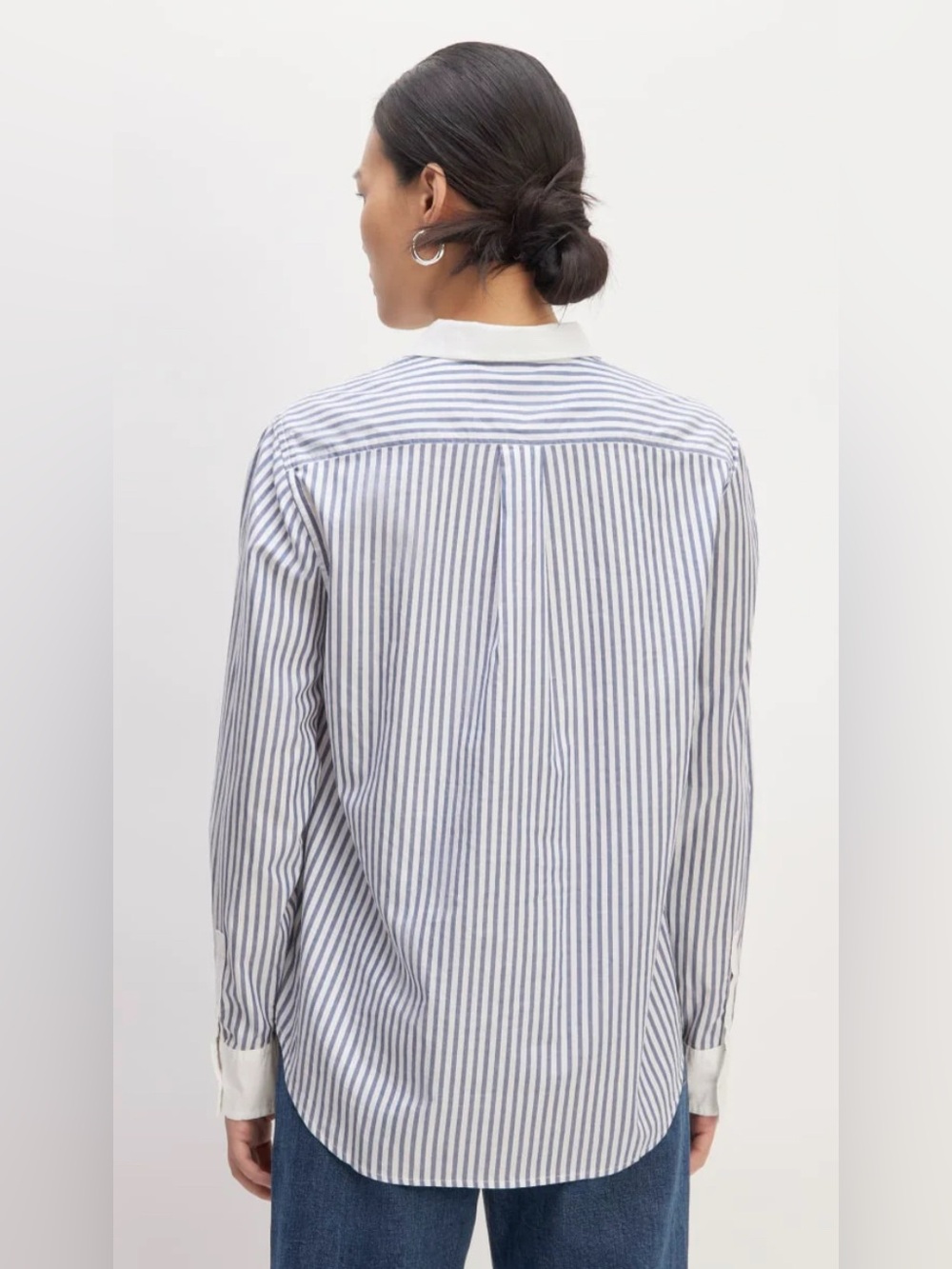 New Everlane THE MUST-HAVE SHIRT IN SILKY COTTON in Mariner Blue/ White Size 0 - Picture 2 of 14
